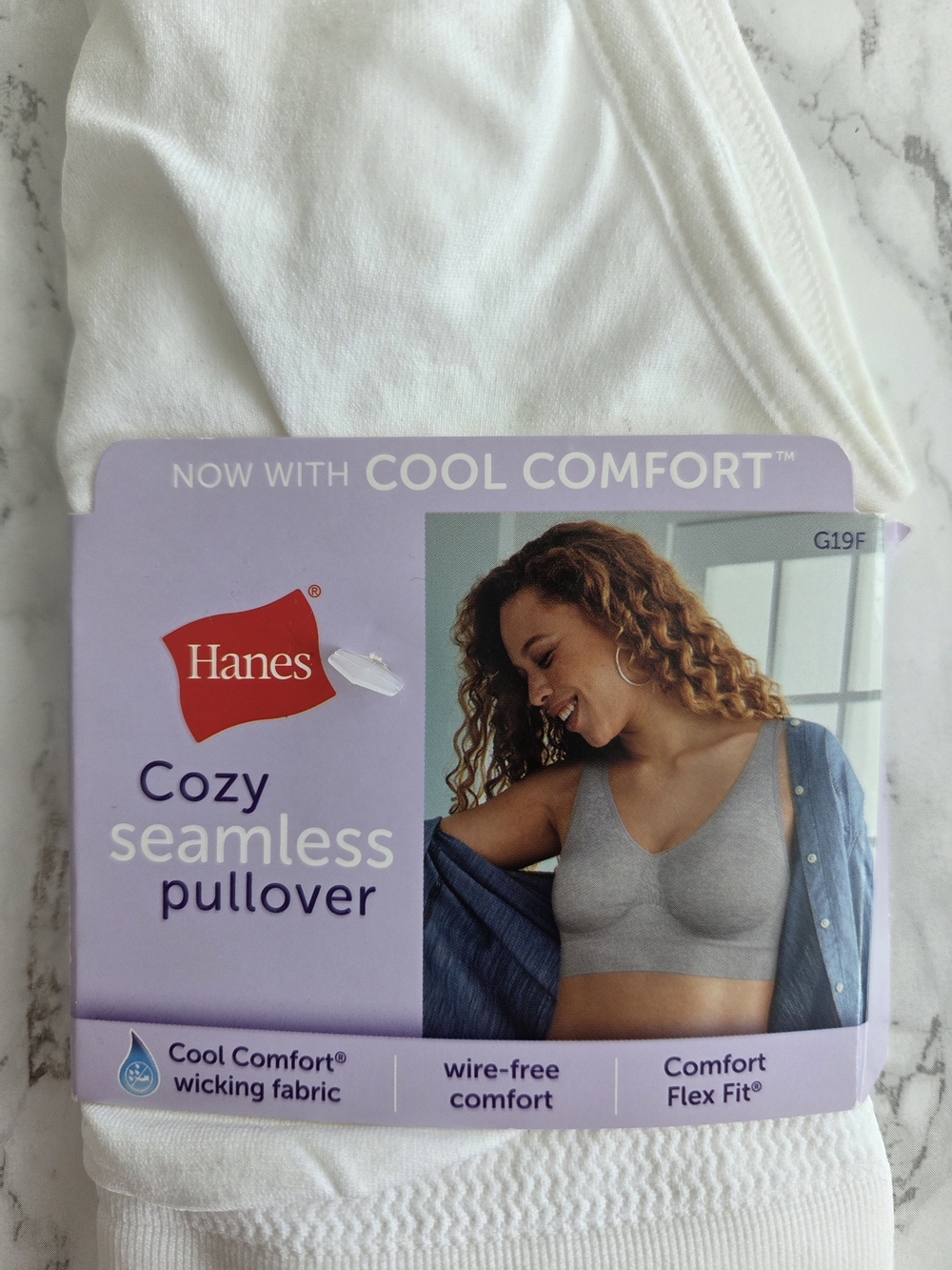 Hanes White Cozy Seamless Pullover Bra  XL
